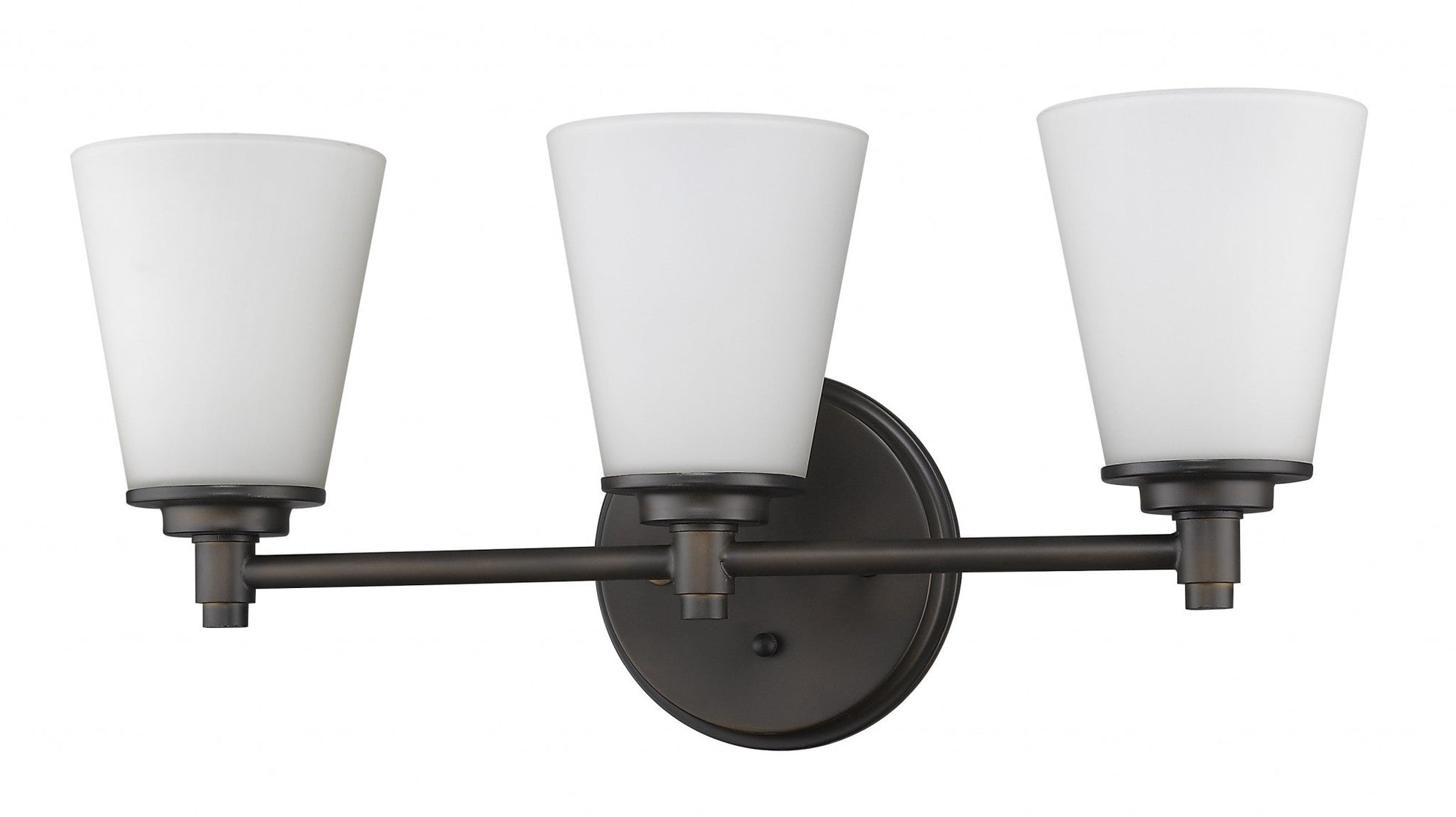 HomeRoots Three Light Wall Light With Frosted Glass Shade and Bronze Finish