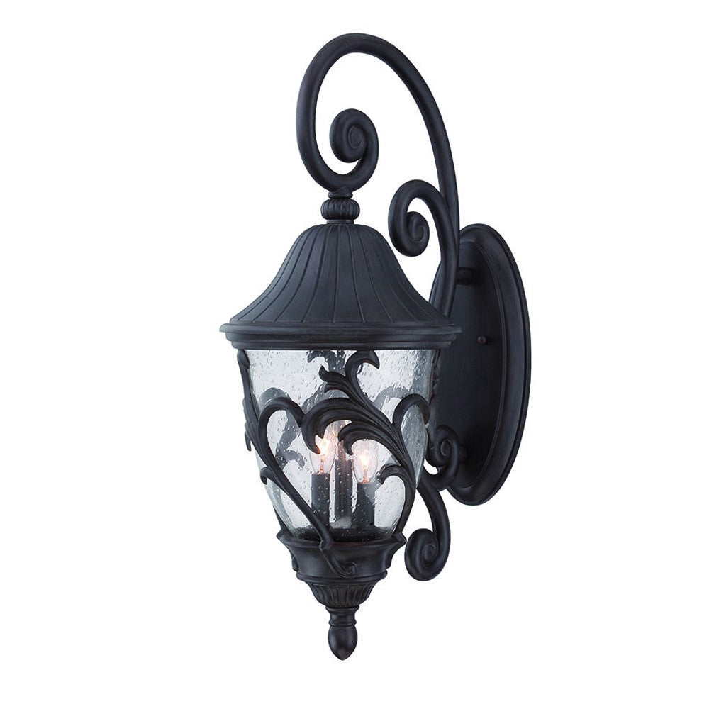 HomeRoots Three Light Wall Light With Leaf Detail and Matte Black Finish