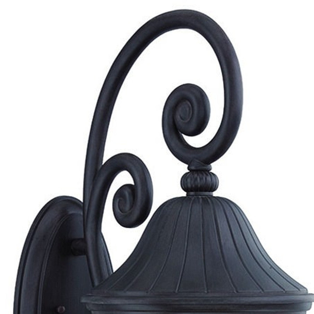 HomeRoots Three Light Wall Light With Leaf Detail and Matte Black Finish