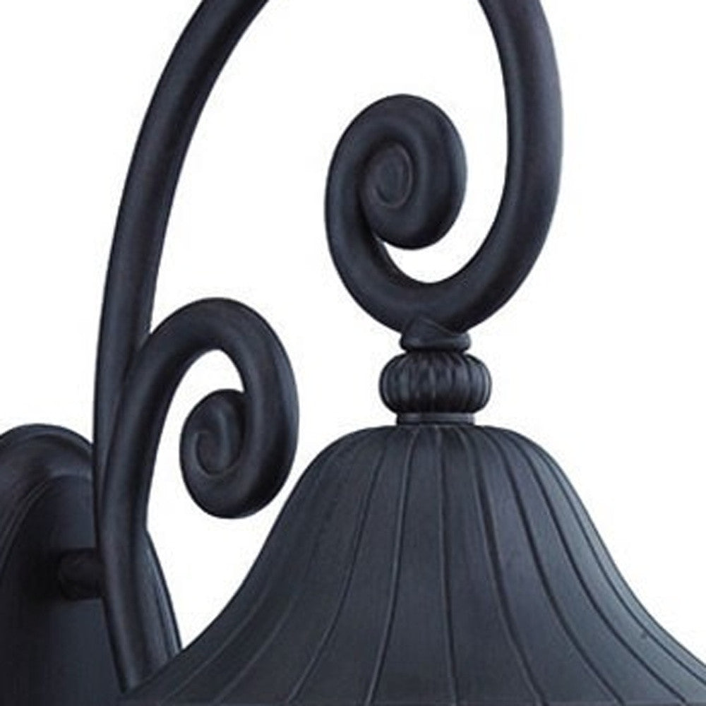 HomeRoots Three Light Wall Light With Leaf Detail and Matte Black Finish