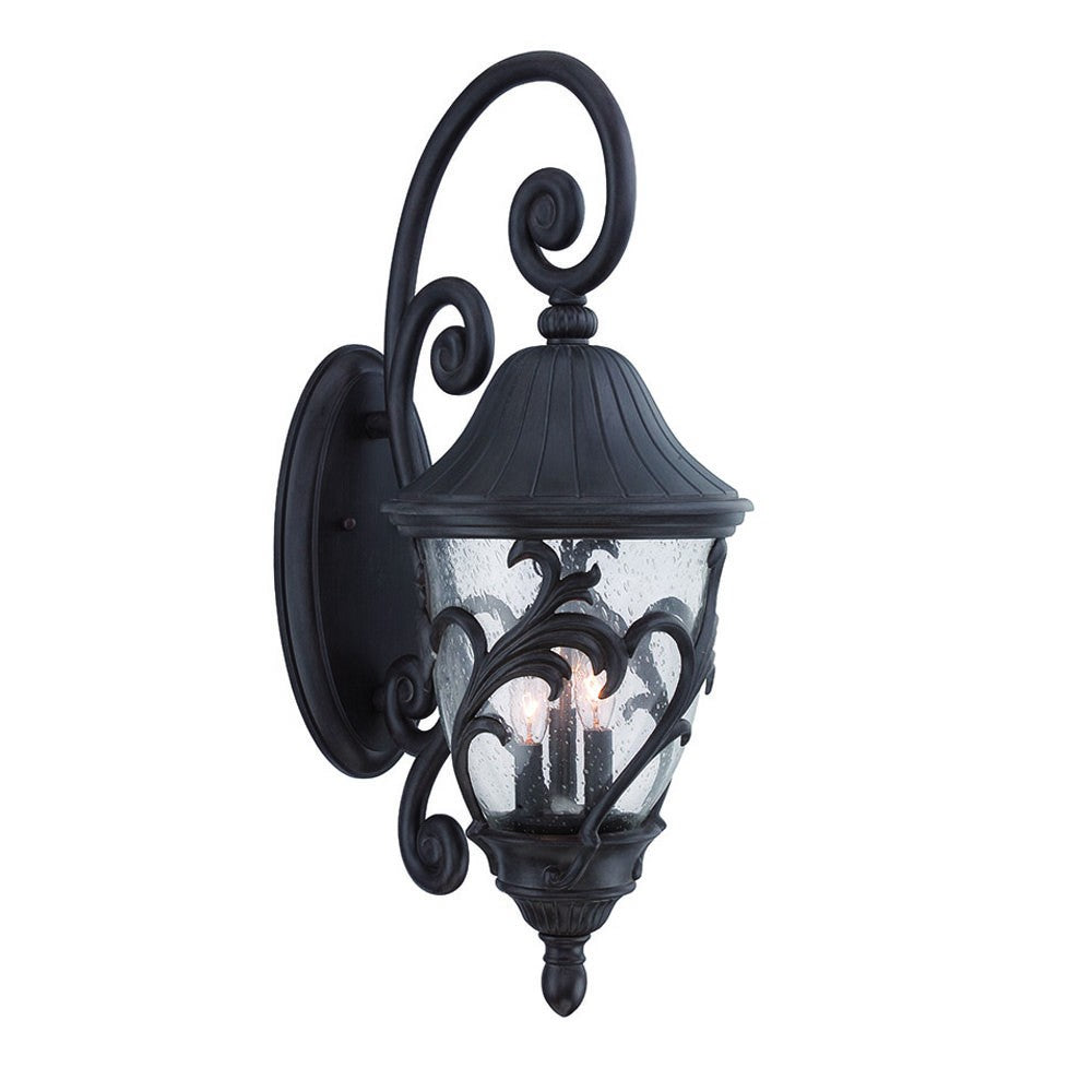 HomeRoots Three Light Wall Light With Leaf Detail and Matte Black Finish
