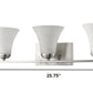 HomeRoots Three Light Wall Light With Tapered Glass Shade and Silver Finish