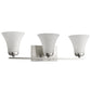 HomeRoots Three Light Wall Light With Tapered Glass Shade and Silver Finish
