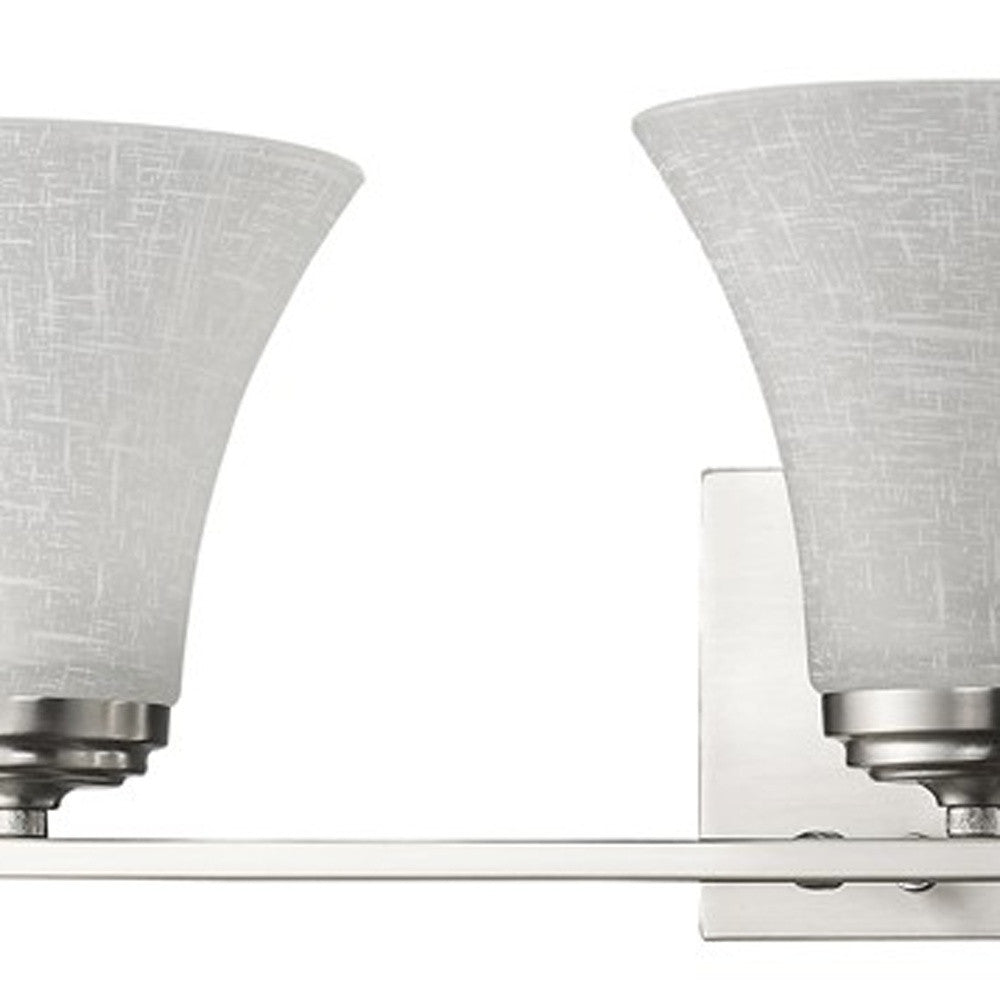 HomeRoots Three Light Wall Light With Tapered Glass Shade and Silver Finish