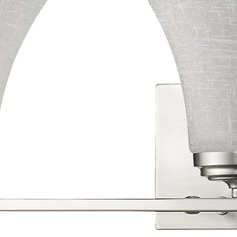 HomeRoots Three Light Wall Light With Tapered Glass Shade and Silver Finish