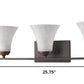 HomeRoots Three Light Wall Light With Tapered Glass Shade in Bronze Finish
