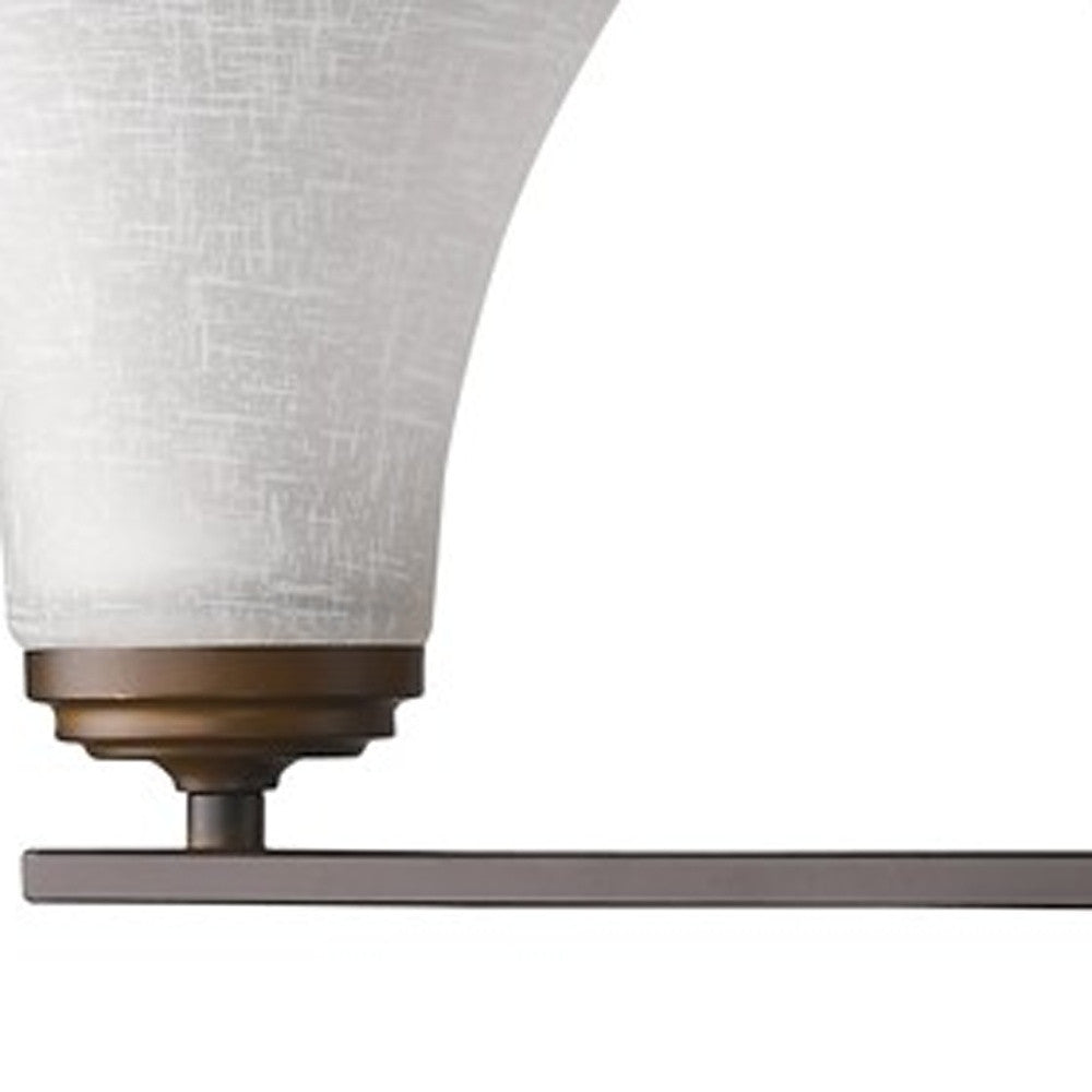 HomeRoots Three Light Wall Light With Tapered Glass Shade in Bronze Finish