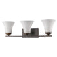 HomeRoots Three Light Wall Light With Tapered Glass Shade in Bronze Finish