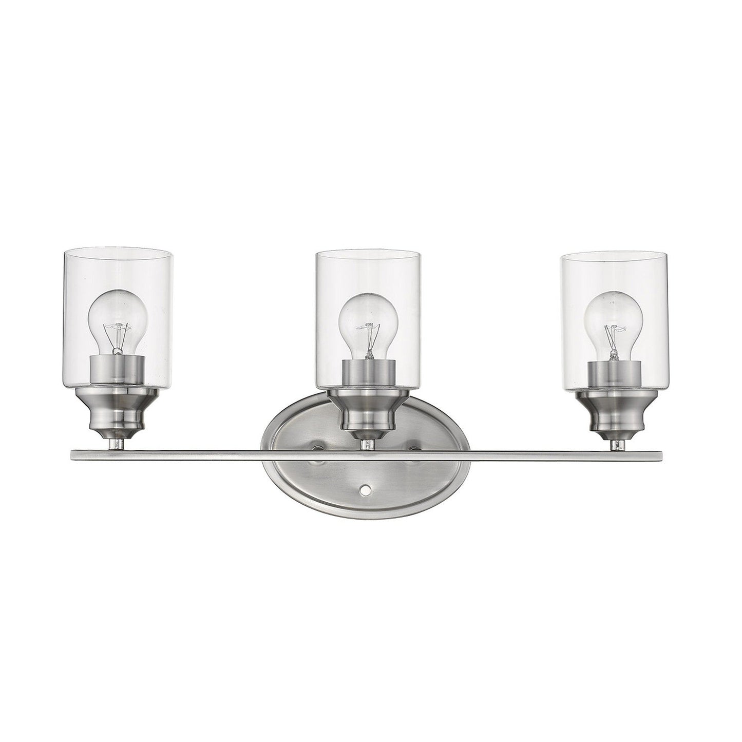 HomeRoots Three Light Wall Light with Clear Glass Shade in Silver Finish