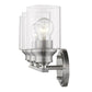 HomeRoots Three Light Wall Light with Clear Glass Shade in Silver Finish