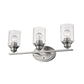 HomeRoots Three Light Wall Light with Clear Glass Shade in Silver Finish