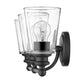 HomeRoots Three Light Wall Sconce With Glass Shade in Matte Black Finish