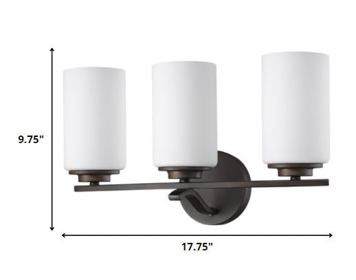 HomeRoots Three Light Wall Sconce With Glass and Bronze Finish