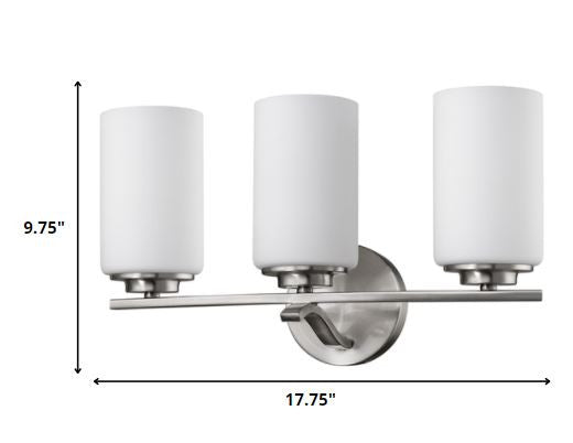 HomeRoots Three Light Wall Sconce With Silver and Glass Finish