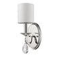 HomeRoots Three Light Wall Sconce With White Fabric Shade in Silver Finish