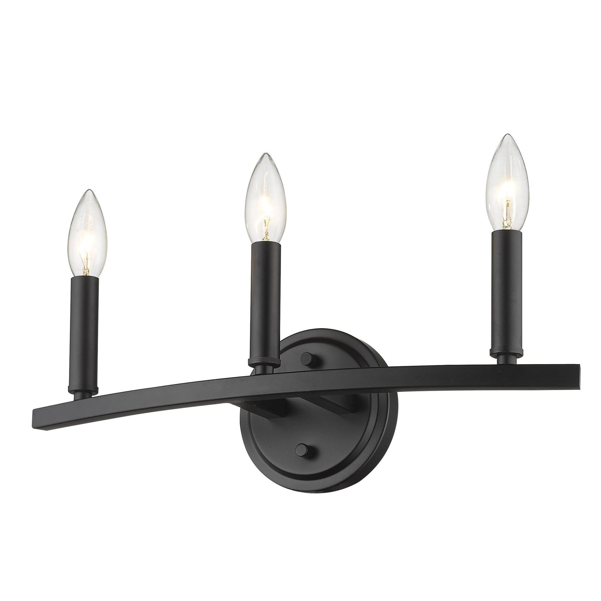 HomeRoots Three Light Wall Sconce in Matte Black Finish