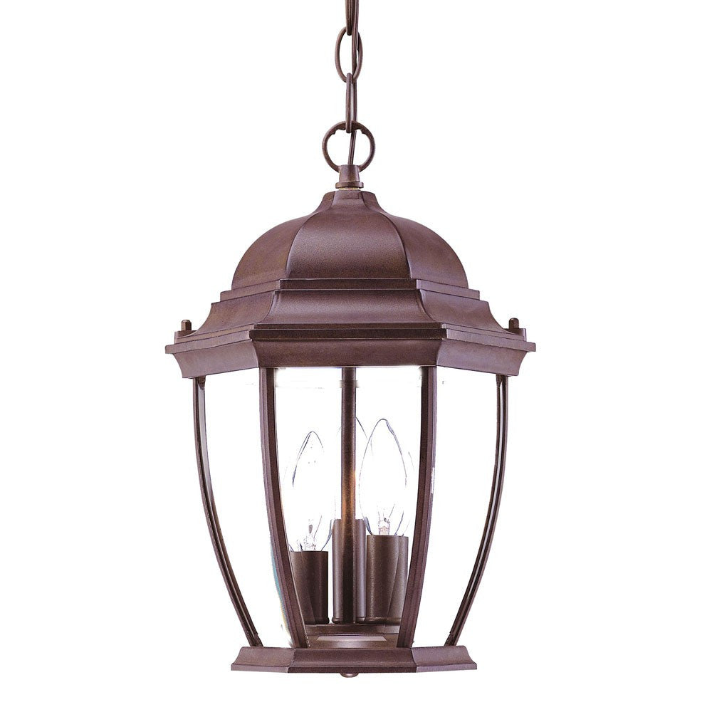 HomeRoots Three Light Wide Lantern Hanging Light in Dark Brown Finish