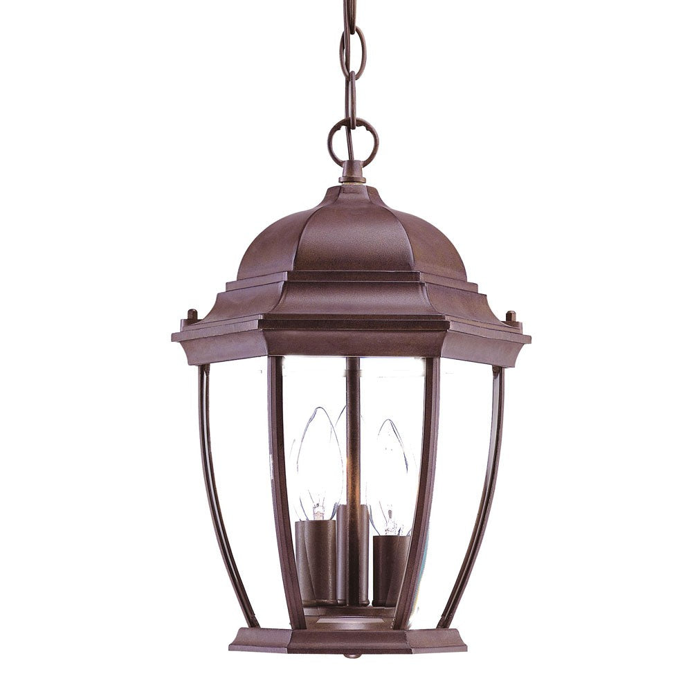HomeRoots Three Light Wide Lantern Hanging Light in Dark Brown Finish
