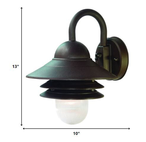 HomeRoots Three Tier Lamp Shade Outdoor Wall Light in Antique Bronze Finish