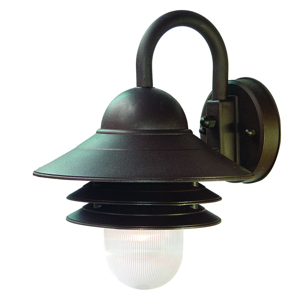 HomeRoots Three Tier Lamp Shade Outdoor Wall Light in Antique Bronze Finish