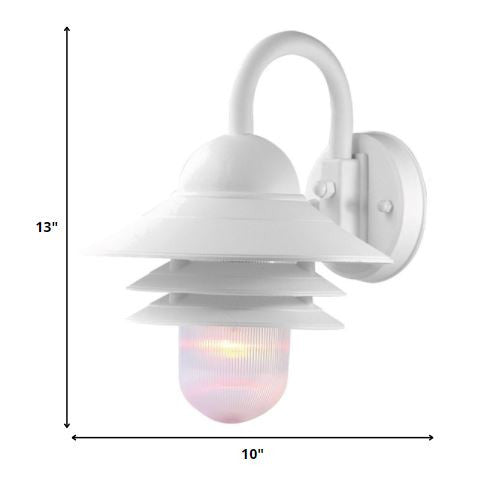 HomeRoots Three Tier Lamp Shade Outdoor Wall Light in White Finish