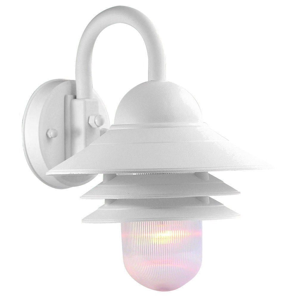 HomeRoots Three Tier Lamp Shade Outdoor Wall Light in White Finish