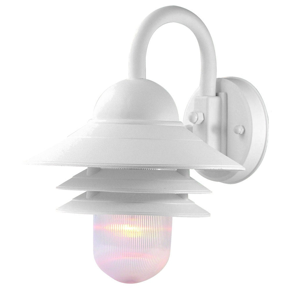 HomeRoots Three Tier Lamp Shade Outdoor Wall Light in White Finish
