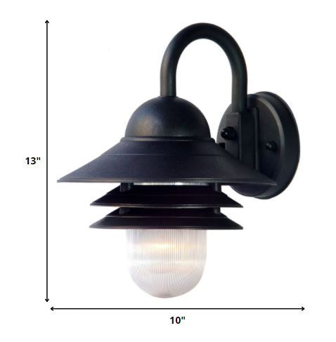 HomeRoots Three Tier Outdoor Wall Light in Matte Black Finish