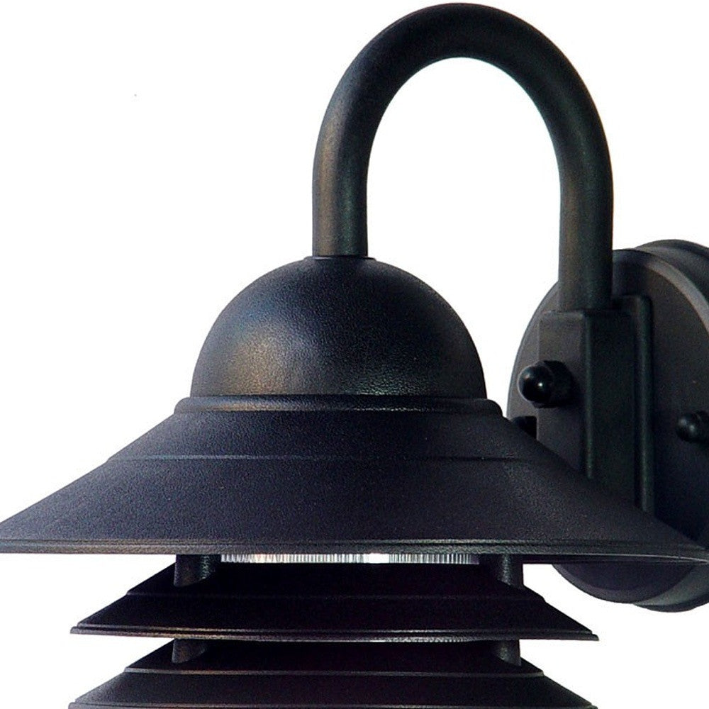 HomeRoots Three Tier Outdoor Wall Light in Matte Black Finish