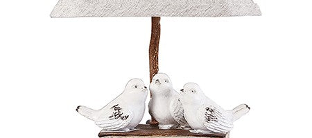 HomeRoots Three feathered Friends Atop A Stack of Books Accent Lamp