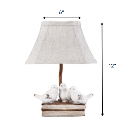HomeRoots Three feathered Friends Atop A Stack of Books Accent Lamp