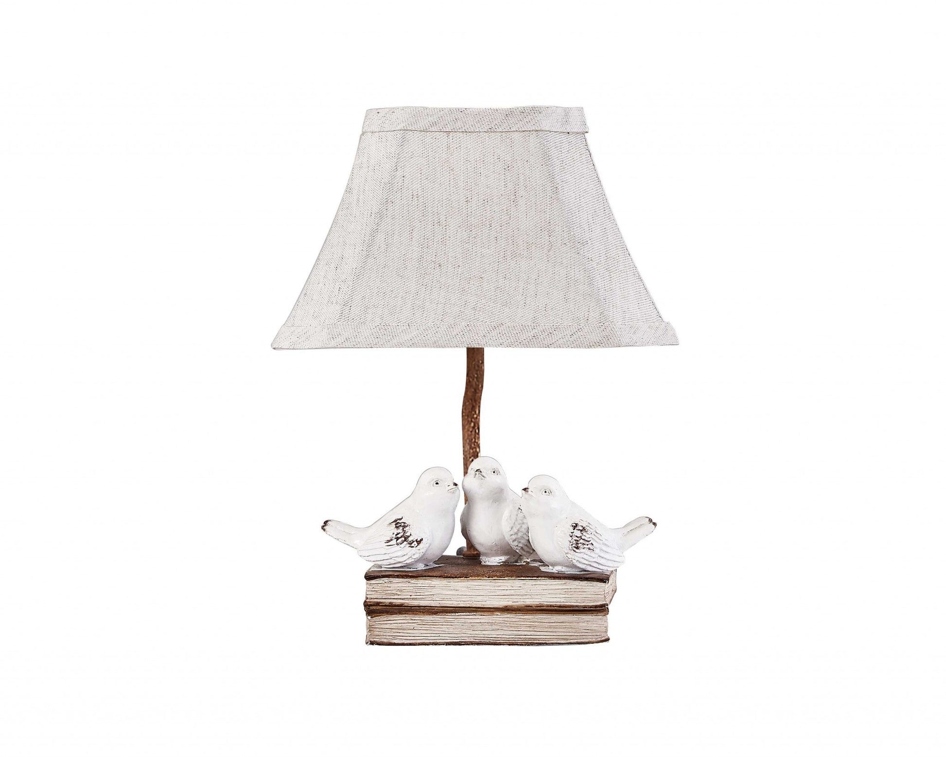 HomeRoots Three feathered Friends Atop A Stack of Books Accent Lamp