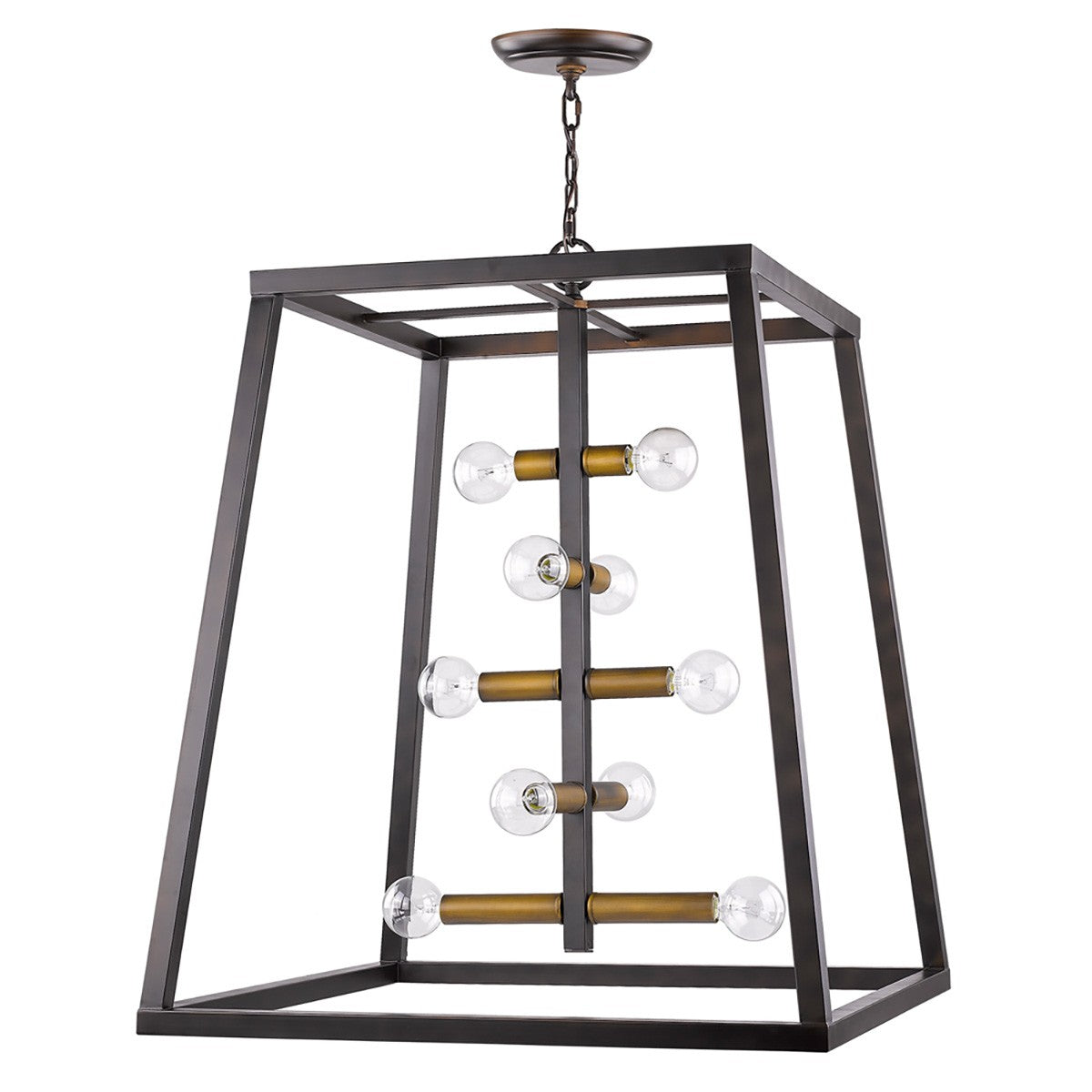 HomeRoots Tiberton 10-Light Foyer Pendant With Antique Brass Sockets and Oil Rubbed Bronze Finish