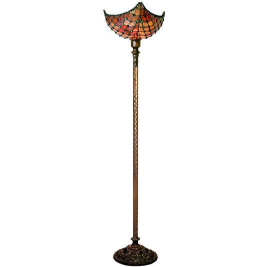 HomeRoots Tiffany-Style Beaded Torchiere In Bronze Finish