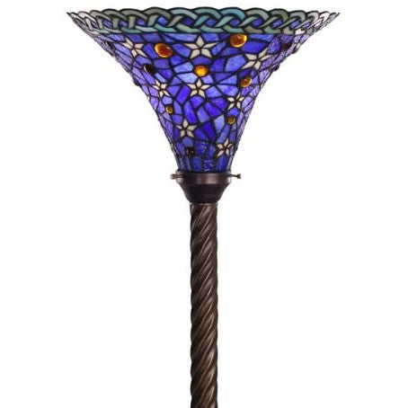 HomeRoots Tiffany-Style Blue Star Torchiere In Copper Finish