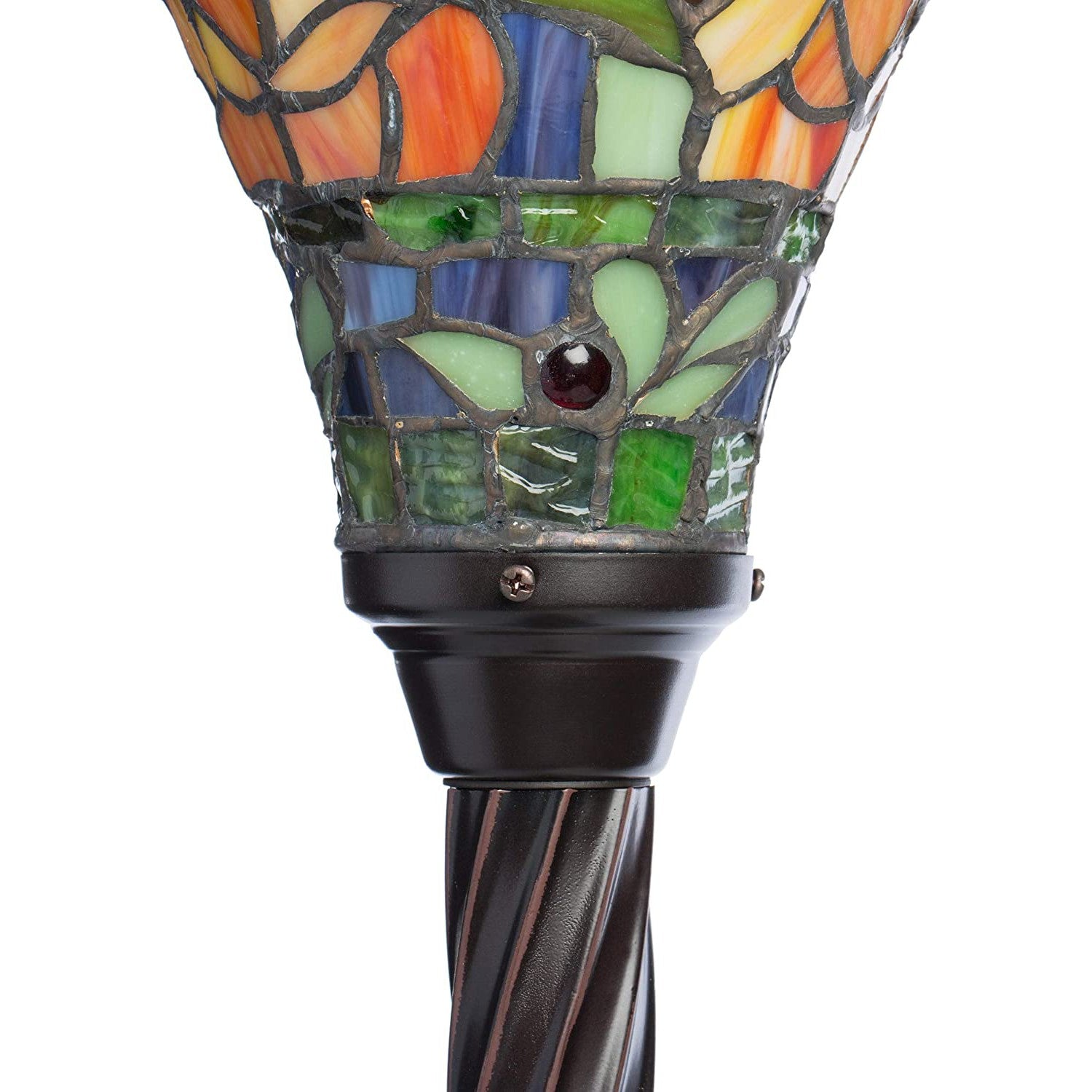 HomeRoots Tiffany-Style Rose Torchiere In Bronze Finish