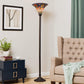 HomeRoots Tiffany-Style Rose Torchiere In Bronze Finish