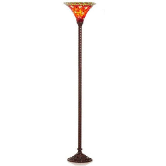 HomeRoots Tiffany-Style Vintage Star Torchiere Lamp In Bronze