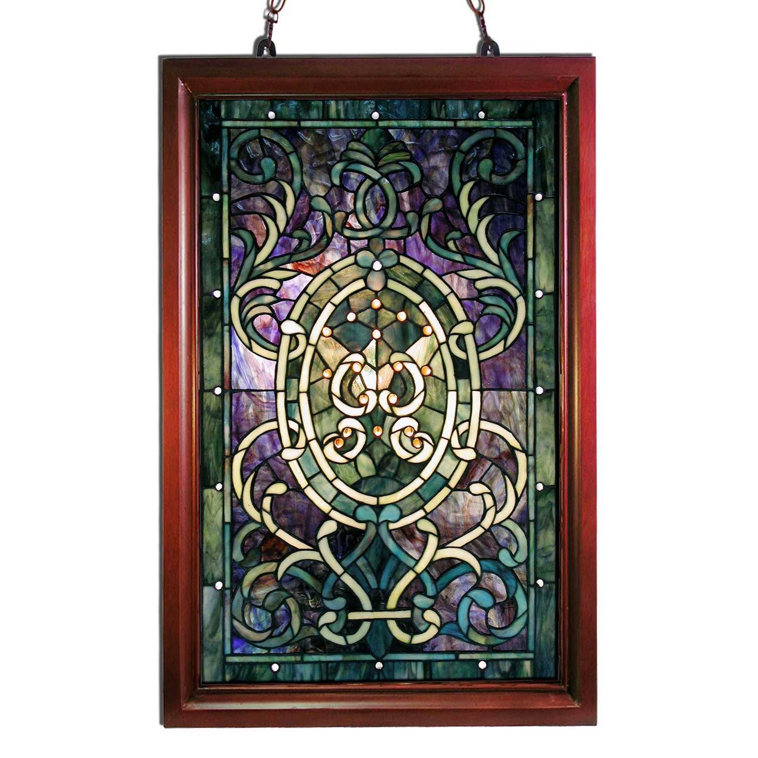 HomeRoots Tiffany-style Purple Wooden Frame Window Panel