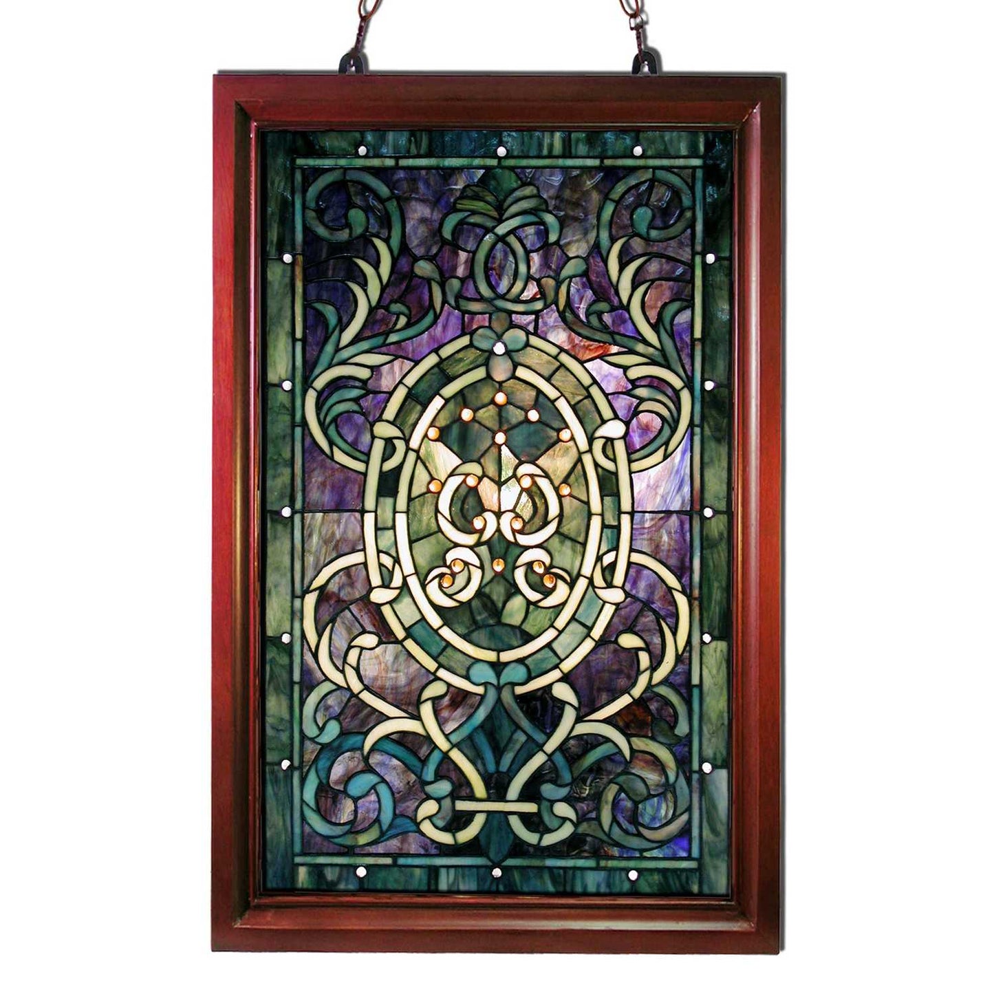 HomeRoots Tiffany-style Purple Wooden Frame Window Panel