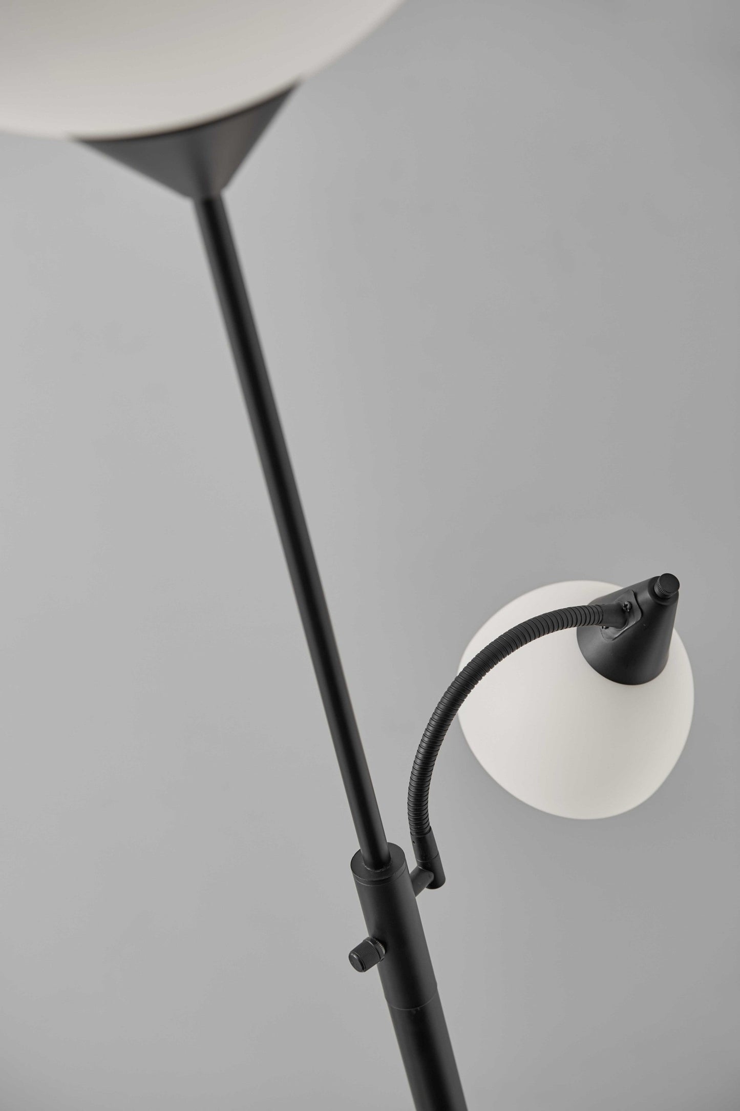 HomeRoots Torchiere Plus Chairside Floor Lamp In Black Metal Finish