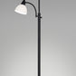 HomeRoots Torchiere Plus Chairside Floor Lamp In Black Metal Finish