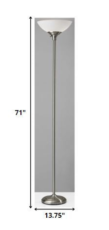 HomeRoots Torchiere With Bright Illumination and Tailored Satin Steel Metal Finish