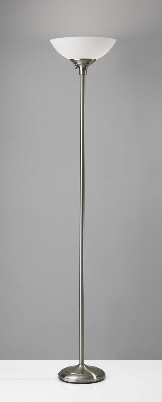 HomeRoots Torchiere With Bright Illumination and Tailored Satin Steel Metal Finish