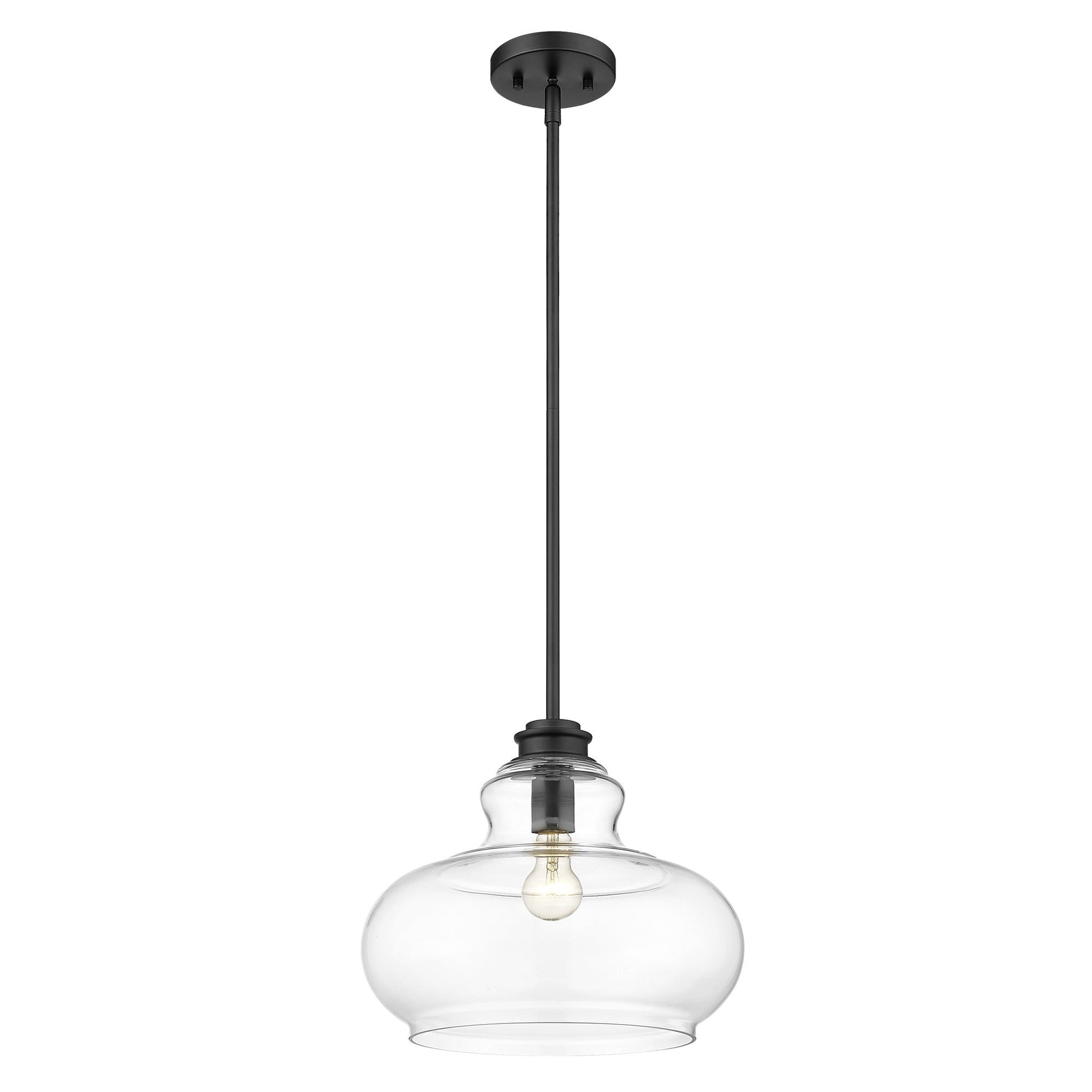 HomeRoots Torrel 1-Light Pendant in Matte Black Finish