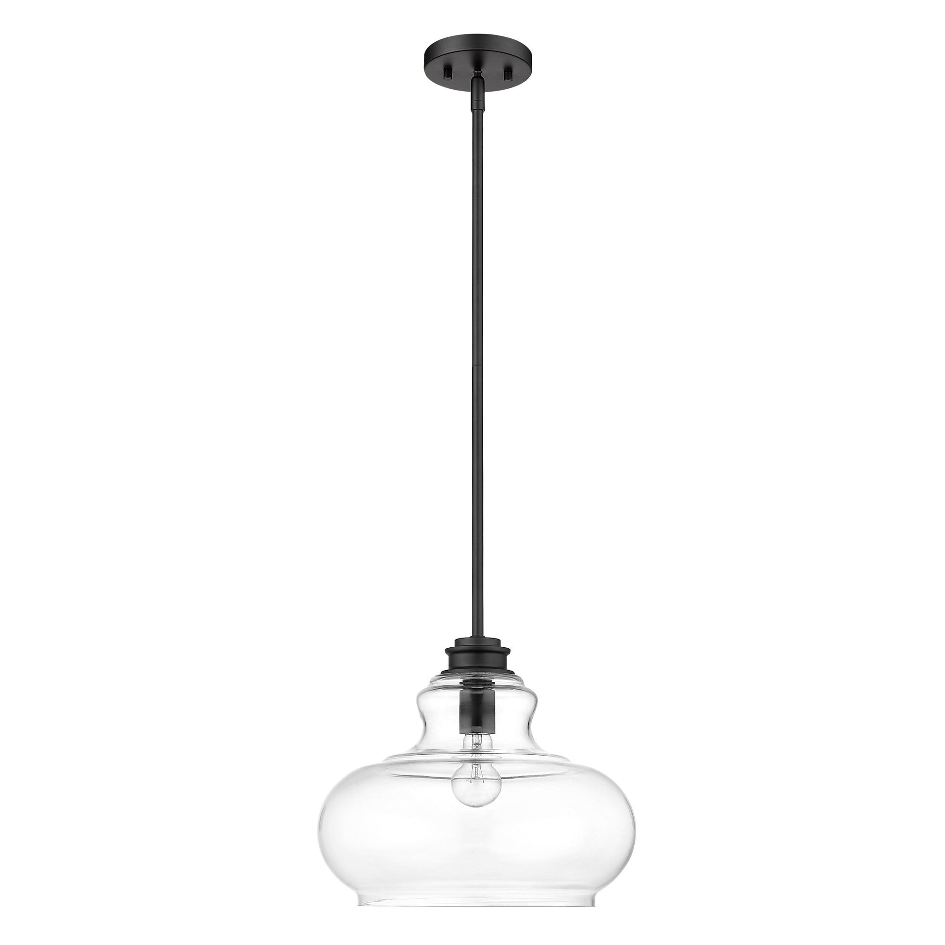 HomeRoots Torrel 1-Light Pendant in Matte Black Finish