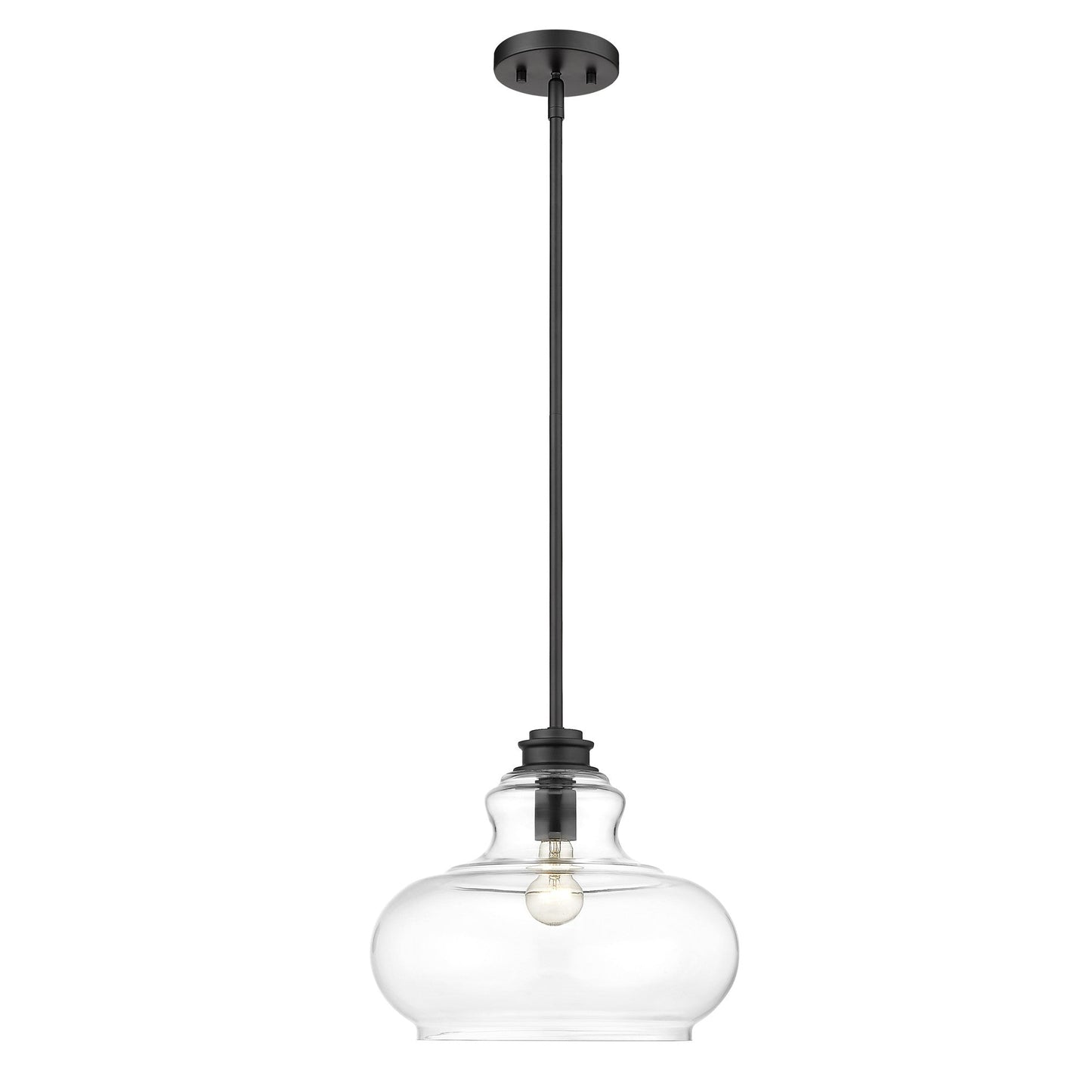 HomeRoots Torrel 1-Light Pendant in Matte Black Finish