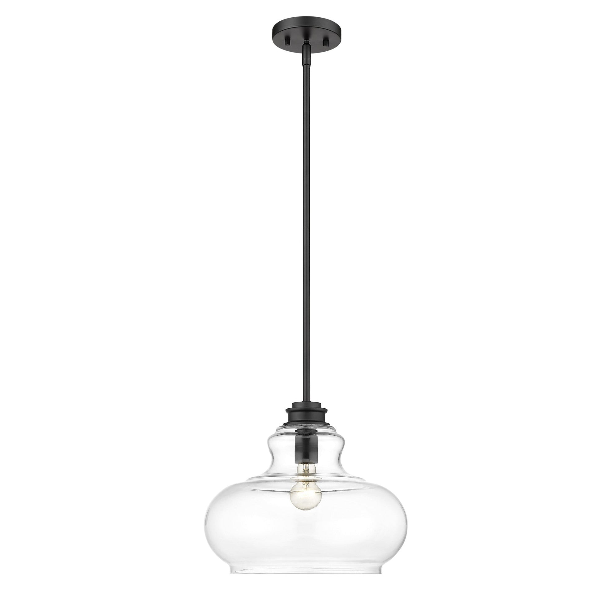 HomeRoots Torrel 1-Light Pendant in Matte Black Finish