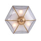 HomeRoots Traditional Hexagon Ceiling Light Fixture With White and Gold Finish