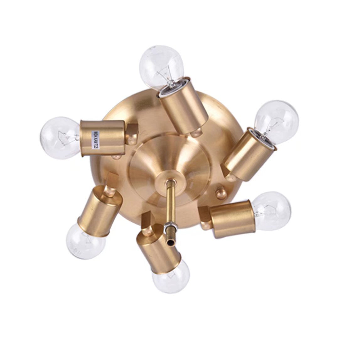 HomeRoots Traditional Hexagon Ceiling Light Fixture With White and Gold Finish